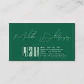 Carte De Visite Monogram PET SITTER écriture moderne (Dos)
