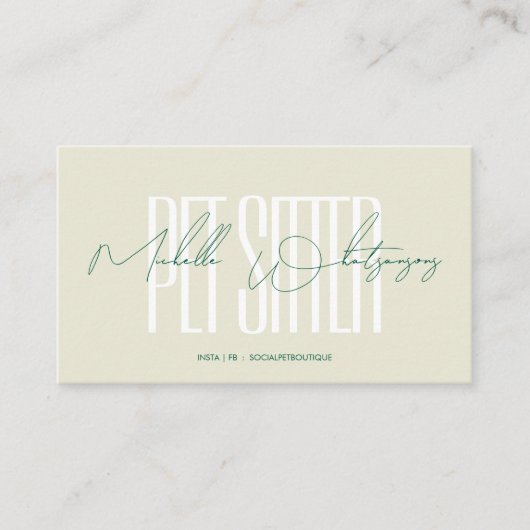 Carte De Visite Monogram PET SITTER modern script (Devant)