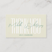 Carte De Visite Monogram PET Thank you modern script (Devant)