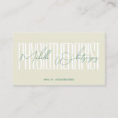 Carte De Visite Monogram PHYSIOTHERAPIST modern script (Devant)