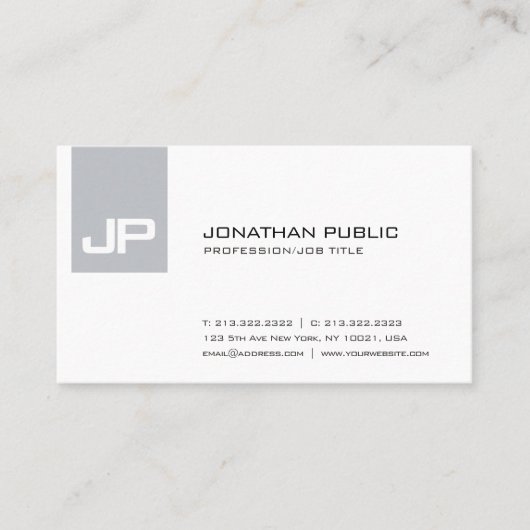 Carte De Visite Monogram Plain Chic Simple Moderne Sophistiqué (Devant)