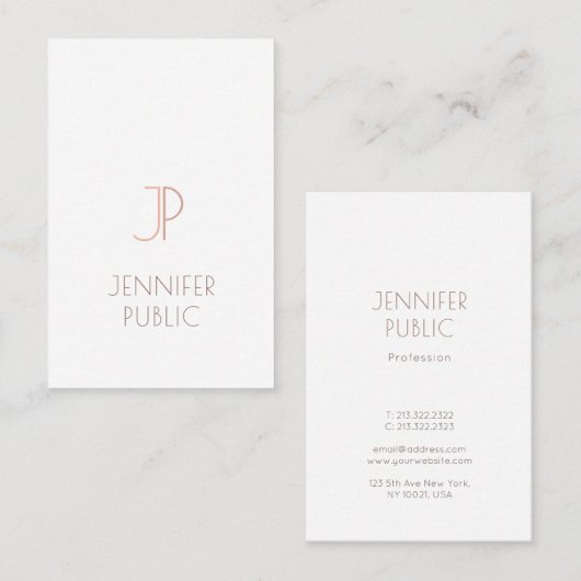Carte De Visite Monogram Plain Elégant Design Moderne Luxe tendanc (Devant / Derrière)