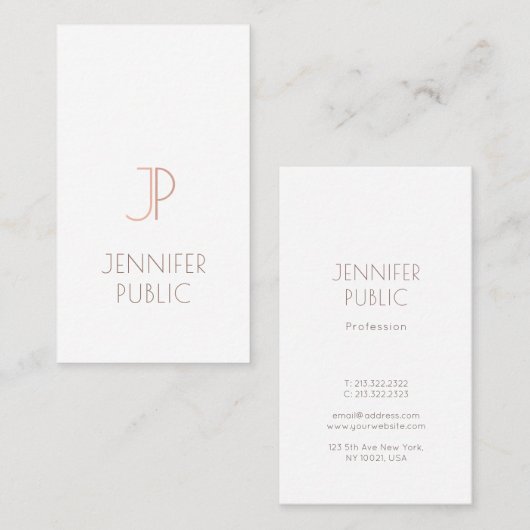 Carte De Visite Monogram Plain Elegant Moderne Design tendance Lux (Devant / Derrière)