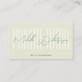 Carte De Visite Monogram PRIVATE TUTOR écriture moderne (Devant)