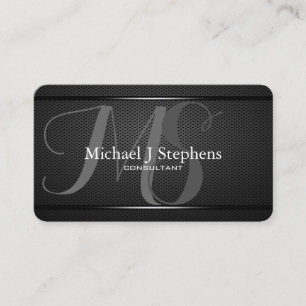Carte De Visite Monogram Professional c Metal Texturé Noir