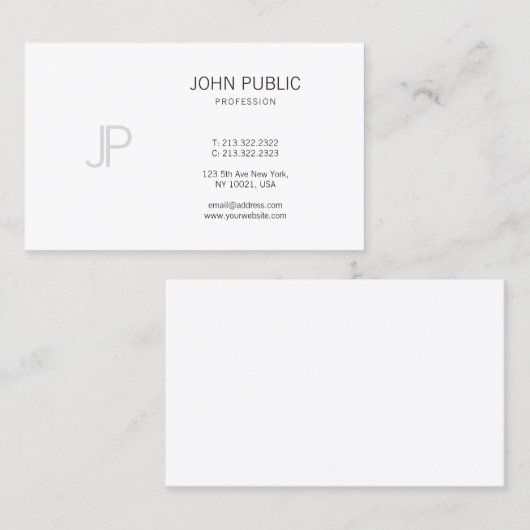 Carte De Visite Monogram Professional Design élégant moderne Plain (Devant / Derrière)