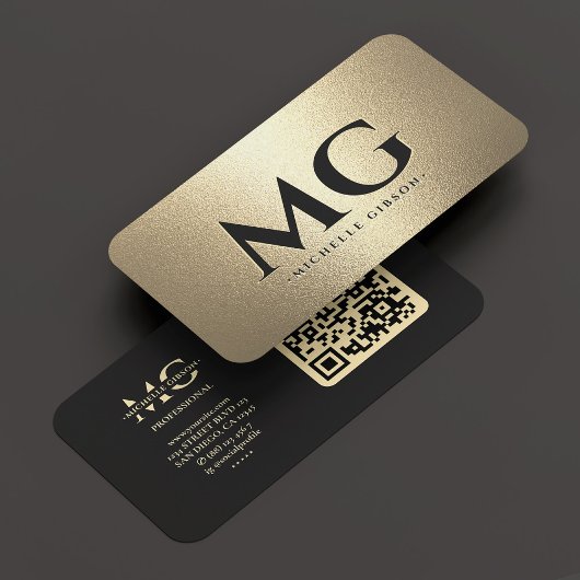 Carte De Visite Monogram Professional Elegant Black Gold