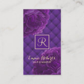 Carte De Visite Monogram Purple Floral Élégant Salon de Beauté (Devant)