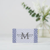 Carte De Visite  Monogram | Rayures bleues (Debout devant)