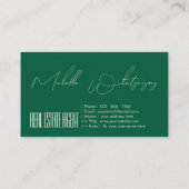 Carte De Visite Monogram REAL ESTATE AGENT modern script (Dos)