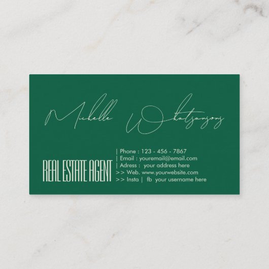 Carte De Visite Monogram REAL ESTATE AGENT modern script (Dos)