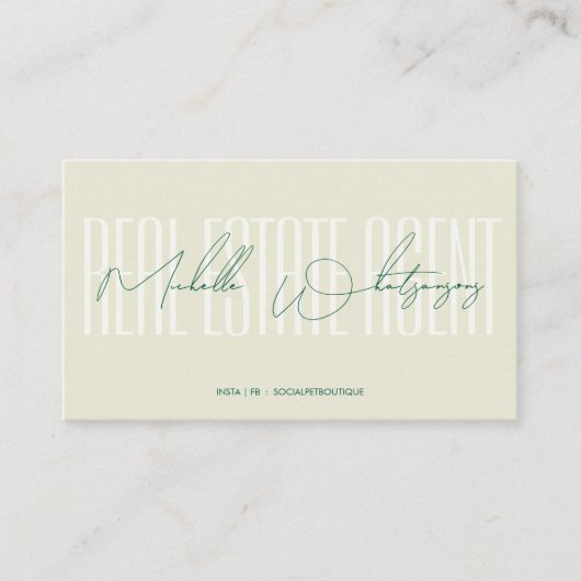 Carte De Visite Monogram REAL ESTATE AGENT modern script (Devant)