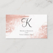 Carte De Visite Monogram Rose Gold Parties scintillant Glam tendan (Devant)