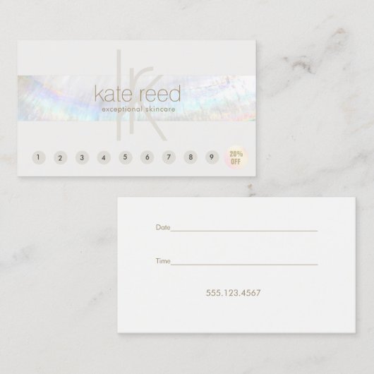 Carte De Visite Monogram Seashell Stripe 10 Punch Loyauté client (Devant / Derrière)