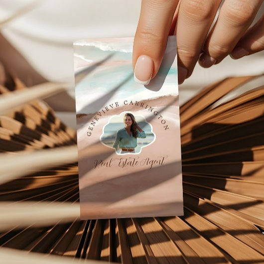 Carte De Visite Monogram Shell Costal Property Photo Immobilier