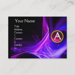 Carte De Visite MONOGRAM SWIRLGEM Vibrant noir bleu rose