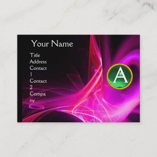 Carte De Visite MONOGRAM SWIRLGEM Vibrant noir rose violet vert (Devant)
