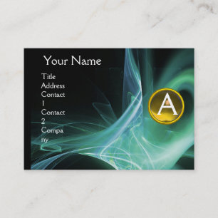 Carte De Visite MONOGRAM SWIRLGEM Vibrant noir vert jaune