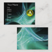 Carte De Visite MONOGRAM SWIRLGEM Vibrant noir vert jaune (Devant / Derrière)