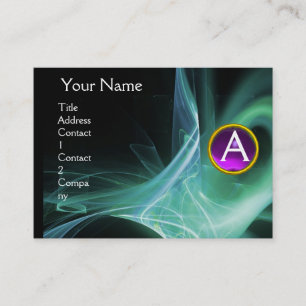 Carte De Visite MONOGRAM SWIRLGEM Vibrant vert noir violet