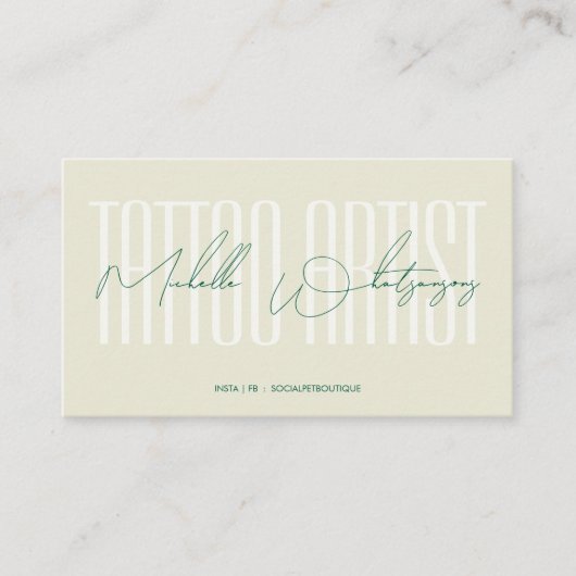 Carte De Visite Monogram TATTOO ARTIST modern script (Devant)