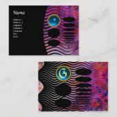 Carte De Visite MONOGRAM TECHNO ABSTRAIT saphir bleu (Devant / Derrière)