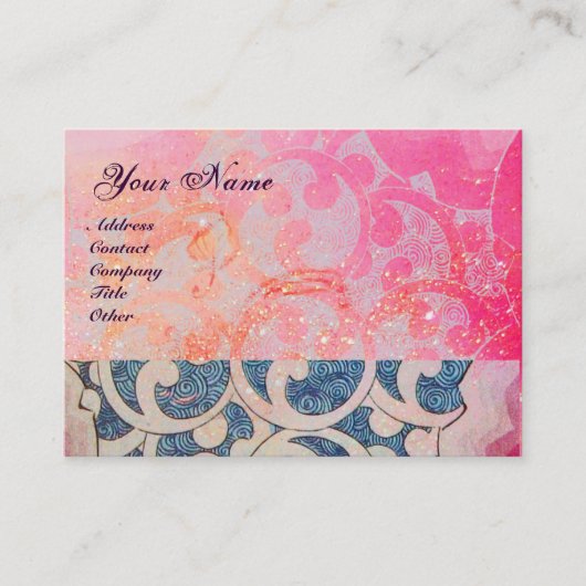 Carte De Visite MONOGRAM VAGUES, vibrante, violet bleu rose (Devant)
