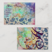 Carte De Visite MONOGRAM VAGUES, vibrante, violet bleu rose (Devant / Derrière)