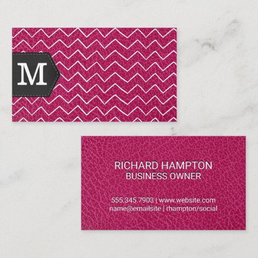 Carte De Visite Monogram | Zig Zap Pattern | Leather (Devant / Derrière)