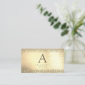 Carte De Visite Monograme de Gold Glitter Foil (Debout devant)