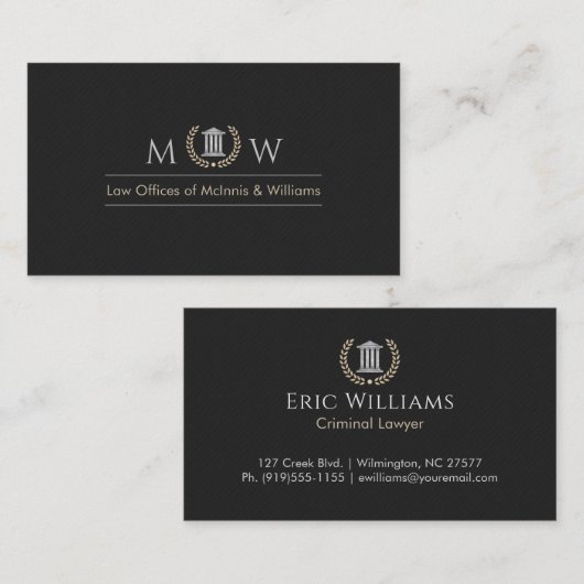 Carte De Visite Monogramed Courthouse (Devant / Derrière)