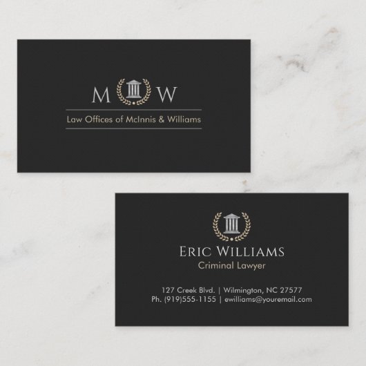 Carte De Visite Monogramed Courthouse (Devant / Derrière)