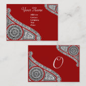 Carte De Visite MONOGRAMME 2 rouge (Devant / Derrière)