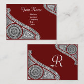 Carte De Visite MONOGRAMME 2 rouge (Devant / Derrière)