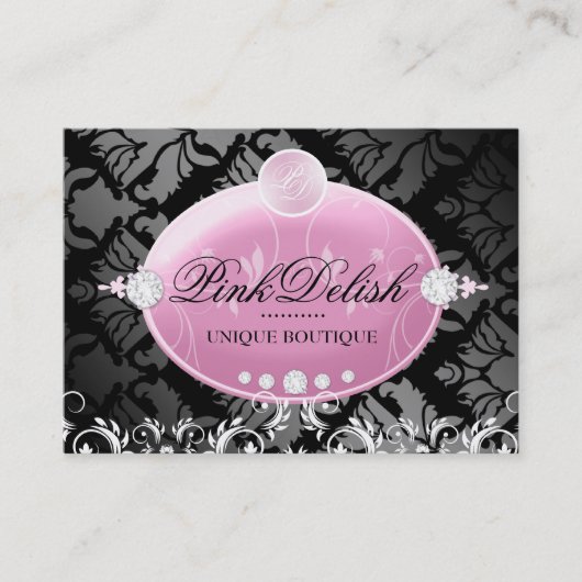 Carte De Visite monogramme | 3,5 x 2,5 Noir de 311-Pink Delish (Devant)