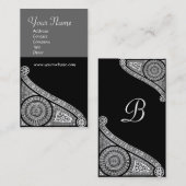 Carte De Visite MONOGRAMME 3 gris (Devant / Derrière)