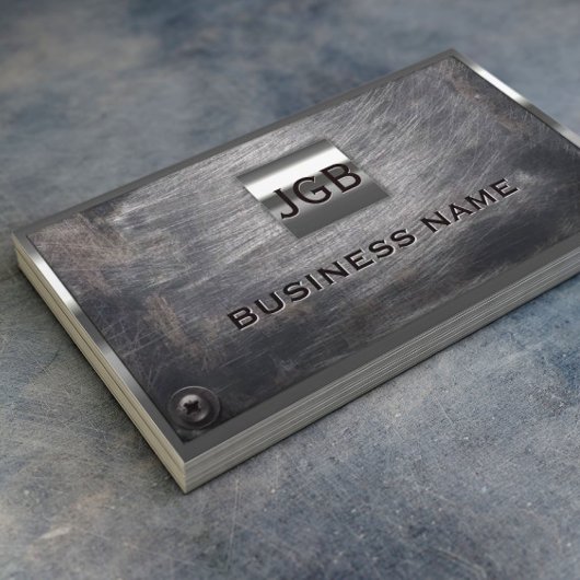 Carte De Visite Monogramme 3 Initiales Métal professionnel encadré