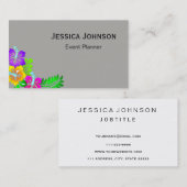 Carte De Visite Monogramme à bordure florale chic (Devant / Derrière)