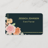 Carte De Visite Monogramme à bordure florale chic (Devant)