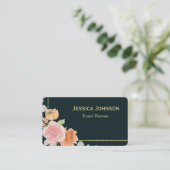 Carte De Visite Monogramme à bordure florale chic (Debout devant)
