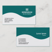 Carte De Visite Monogramme à demi onde - vert turquoise 006666 (Devant / Derrière)