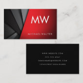 Carte De Visite Monogramme à deux lettres | ARRIÈRE - PLAN ABSTRAI (Devant / Derrière)