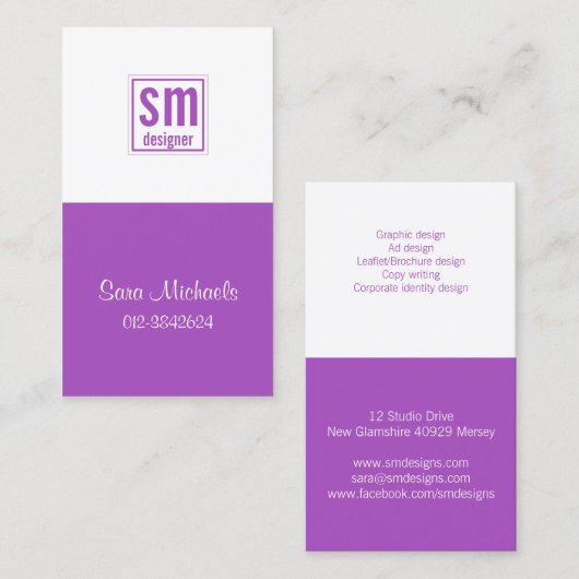 Carte de visite Monogramme à deux tons (Devant / Derrière)