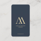 Carte De Visite Monogramme A M Logo Professionnel Moderne Bleu fon (Devant)