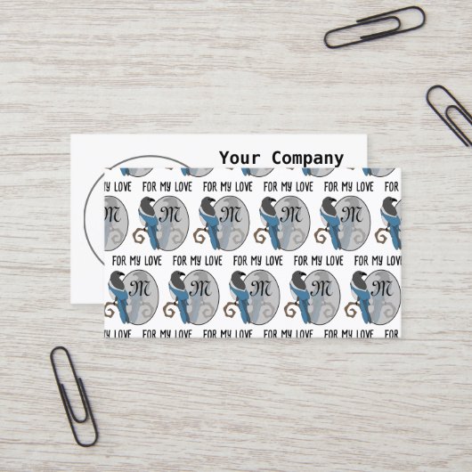 Carte De Visite Monogramme à pâte noire (Devant/Arrière en situation)