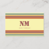 Carte de visite monogramme à rayures rétro (Devant)