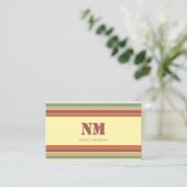 Carte de visite monogramme à rayures rétro (Debout devant)