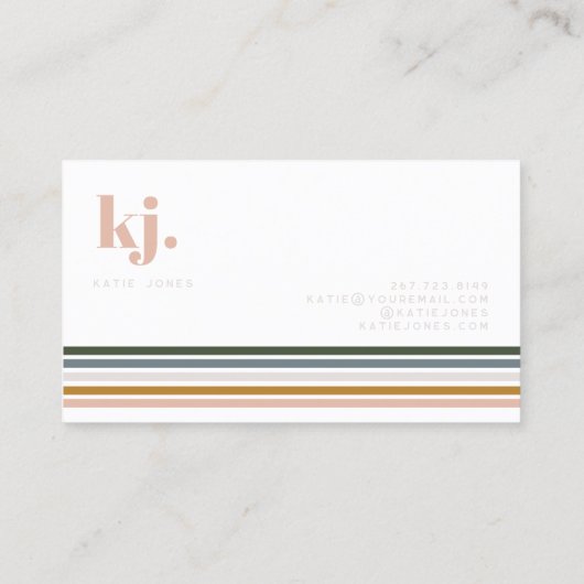 Carte De Visite Monogramme à rayures rétro chic (Dos)