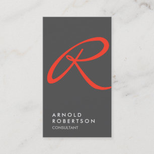 Carte de visite Monogramme à tendance gris-rouge c
