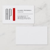 Carte de visite Monogramme à tendance rouge blanc (Devant / Derrière)